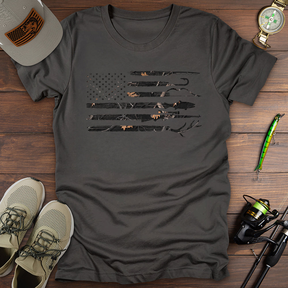 Hunting Fishing Patriot Camo USA T-Shirt