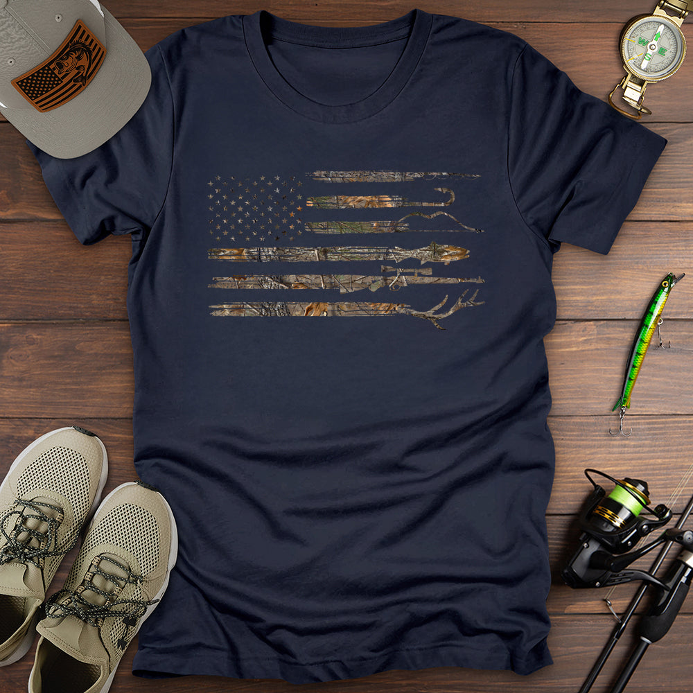 Hunting Fishing Patriot Camo USA T-Shirt